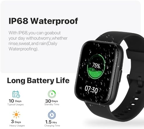 JeeJTek Smart Watches for Men Women - 1.83" HD 2025 Fitness Tracker with 100 Sports Modes, Heart Rate/Sleep Monitor, Bluetooth Call & Music Control IP68 Waterproof for iPhone/Android - Image 6
