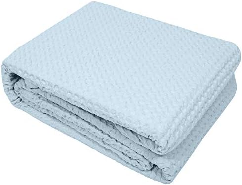 100% Fine Cotton Blanket Luxurious Weave Stylish Design Soft and Comfortable All Season Warmth, King, Waffle Weave Pearl Blue (Pack of 6) - Image 2