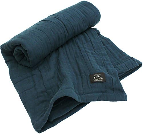 HIORIE Japanese Blanket, 8-Layered Gauze Blanket, Twin Size, Navy by JapaneseTowelShopHIORIE