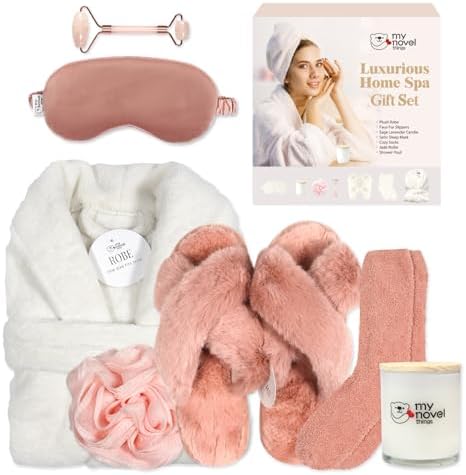 my novel things Spa Robe and Slippers set Birthday Gifts Basket for Women by mynovelthings