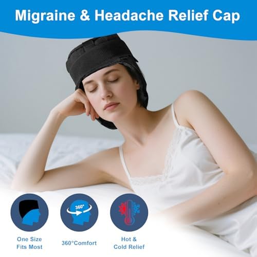 WORLD-BIO Migraine Relief Cap with Reusable Gel Ice Packs, Soothing Headache Relief Cap for for Tension and Stress,Wearable Long Lasting Cold Cooling Head Wrap for Headaches & Chemotherapy - Image 4