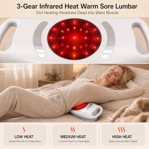 brenzo Lower Back Massager with Heat, Electric Lumbar Stretching Device with Airbag Compression, 15 Intensity Levels, 3 Heat Settings, Portable Back Relaxation for Home Office Use-White - Image 4