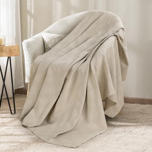 Utopia Bedding 100% Cotton Thermal Blanket Khaki Throw, 50x60 Inches by UTOPIABEDDING