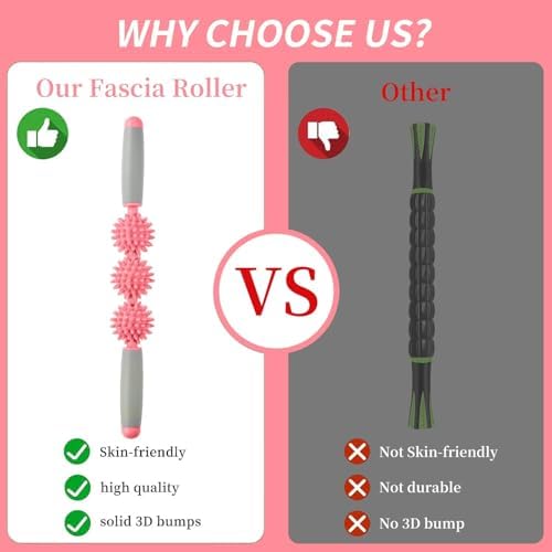 Cellulite Massager, Fascia Blaster for Cellulite, Muscle Roller Stick Lymphatic Drainage Massager for Relif Body Sorness, Trigger Points, Sports Legs, Back Recovery, Candy Pink - Image 3