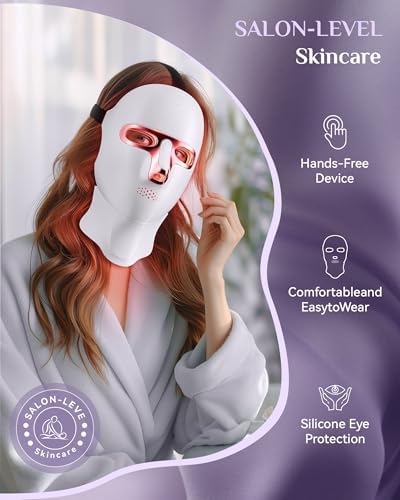 Red Light Therapy for Face- LED Light Therapy Mask Skin Care Mask,Cordless LED Face Mask face & Neck Red & Infrared Lights Masks Wavelength,USB C Rechargeable for Home Use Working Travel Yoga - Image 4