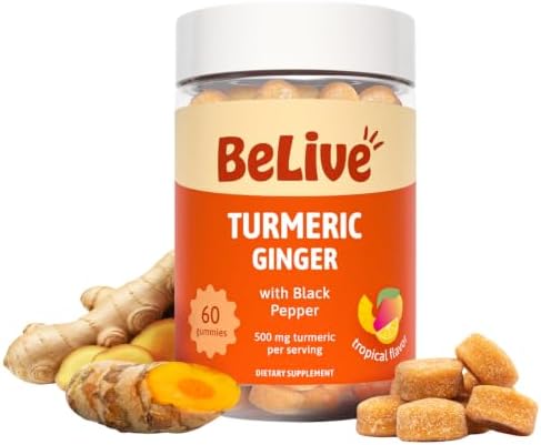 BeLive Turmeric and Ginger Gummies for Joint and Mobility Support, 60 Count by BeLive