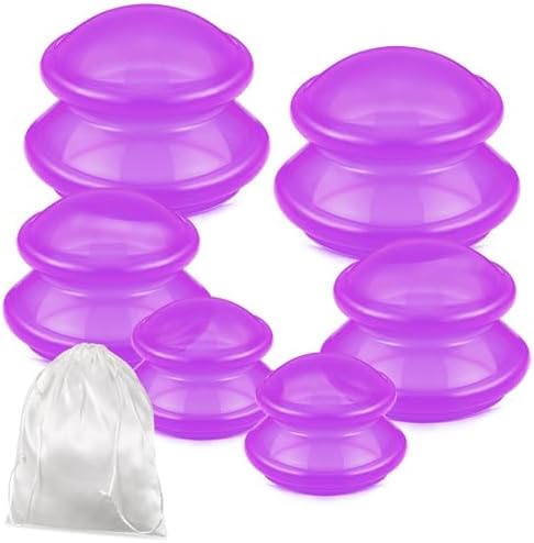 TrelaCo 6 Pcs Silicone Cupping Kit for Massage Therapy,Clear Purple by TrelaCo