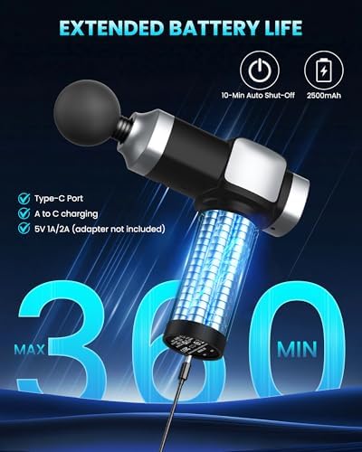 Massage Gun Deep Tissue, Portable Percussion Electric Muscle Massager for Pain Relief, Handheld Massagers with 30 Speeds & 6 Attachments for Back and Neck, Gifts for Men Women - Image 4
