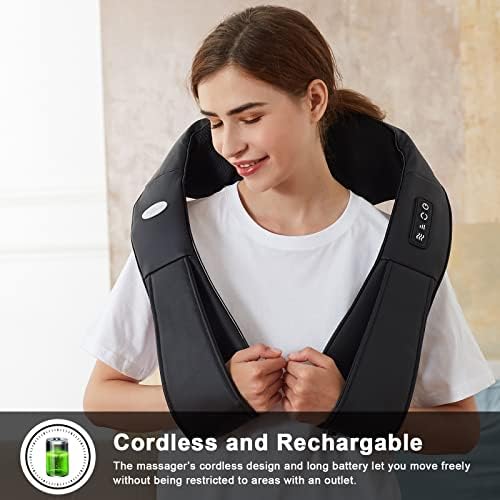 cotsoco Cordless Shiatsu Neck and Shoulder Massager with Heat,Portable Massagers for Neck and Back,3D Deep Tissue Kneading Back Massager for Muscle Pain Relief,Perfect Gifts for Men and Woman - Image 2