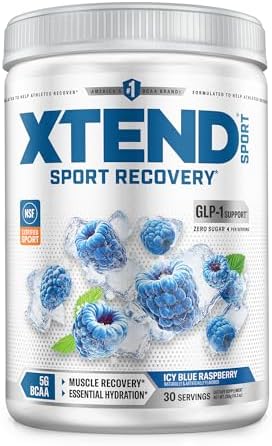 XTEND Sport BCAA Powder Blue Raspberry Ice - Electrolyte Powder for Recovery & Hydration with Amino Acids - 30 Servings by Xtend