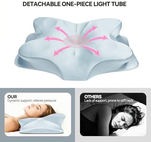 2-Pack Cervical Neck Pillow for for Neck Support,Ergonomic Memory Foam Contour Pillow with Wrinkle-Resistant Silky Satin Fabric Cover,Orthopedic Bed Pillow for Side,Back,Stomach Sleepers,Blu - Image 5