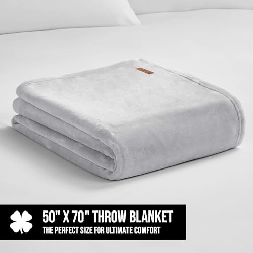 Lucky Brand Solid Plush 50"x70" Throw Blanket, Glacier Gray - Soft, Cozy, and Timeless Comfort - Image 2