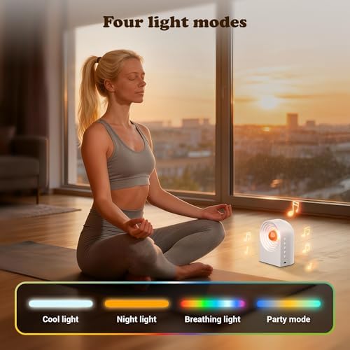 UNEEDE White Noise Sound Machine with Bluetooth Functionality, Night Light, Portable Bluetooth Speaker with Noise Canceling for Office & Sleeping, Meditation, Gathering (White) - Image 5
