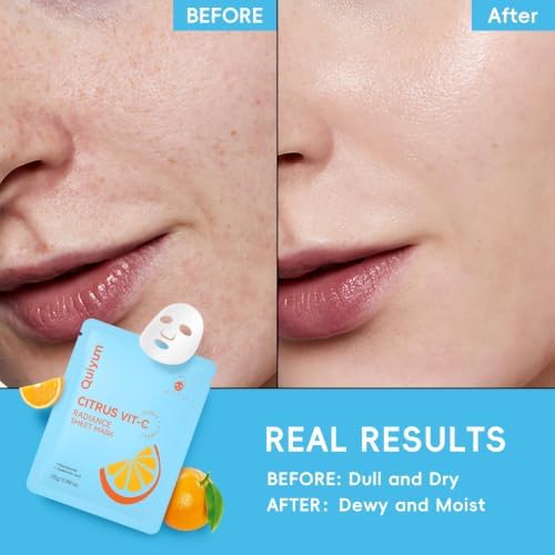 QUIYUM 14 Pack Citrus Sheet Mask - Radiant Facial Skin for Women & Teens - Image 7