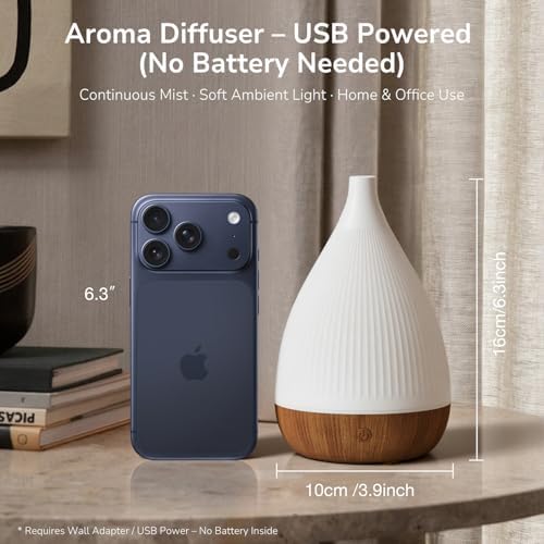 SOULORIGIN Ultrasonic Essential Oil Diffuser, Home Fragrance Aroma Diffuser with Auto Shut-Off, 8-Color Night Light & Ultra-Quiet Operation, BPA-Free Portable Aromatherapy Humidifier for Home (Dark) - Image 5