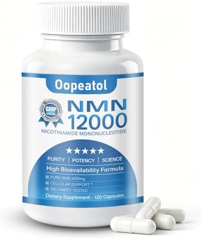 NMN 400mg Capsules – NAD+ Support Supplement for Adults Supporting Active Lifestyles, 120 Capsules by Oopeatol