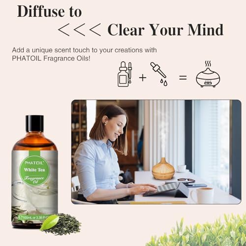 PHATOIL White Tea Fragrance Oil for Diffuser Aromatherapy 3.38FL.OZ - Image 5