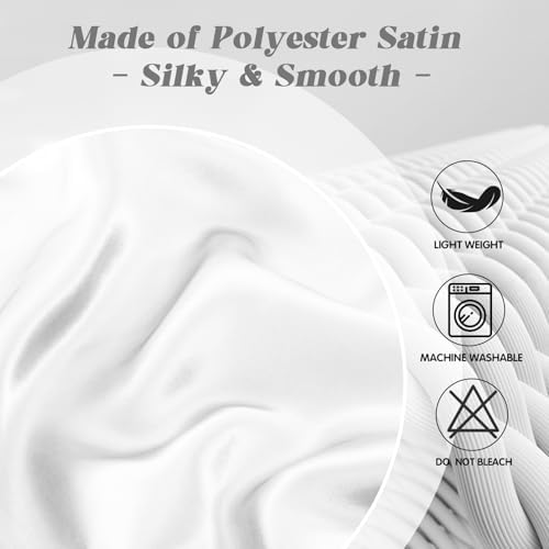 P Pothuiny Ivory White Satin Cervical Pillow Case Cover 1-Pack with Zipper - Image 7