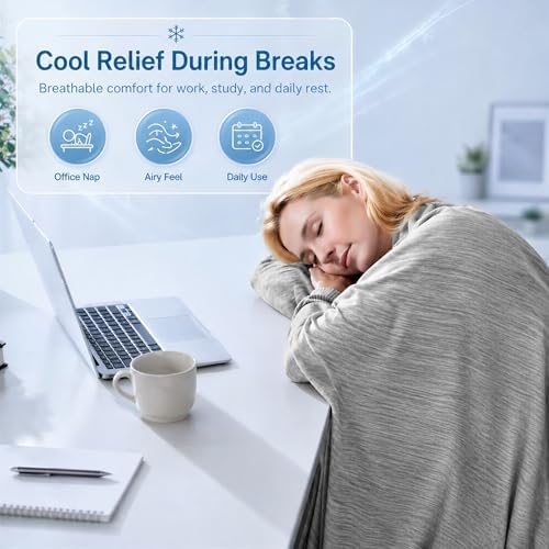 King Size Cooling Blanket for Hot Sleepers - Lightweight Breathable Cool Cold Blanket - Keep Cool for Night Sweats, Soft Thin Ice Blankets for Bed Couch Sofa, (Light Gray, 90"x108") - Image 6