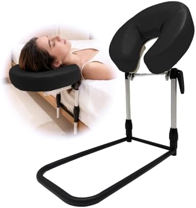 Massage Headrest for Bed Face Cradle, Adjustable Home Mattress Top Massage Kit, Head Cushion for Face Down, Home Salon Headrest Support for Vitrectomy Recovery, Spa & Sleeping (Black) by ZNALDP