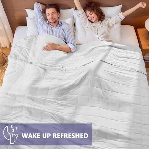 King Size Weighted Blanket for Adults (20 lbs, 80” x 87”, White) Cooling Heavy Blanket for Sleeping Perfect for 190-210 lbs, Breathable Blanket for Adults & Couple All Season, Machine Washable - Image 5
