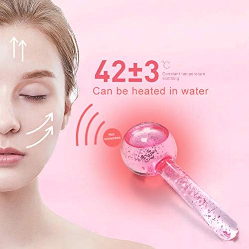 Facial Ice beauty ball- 2PC Globes Pink Facial Roller for Cold or Hot Skin Massagers Globe Durable Quartz Glass for Face and Eye Rollers Reduce Puffiness - Image 3