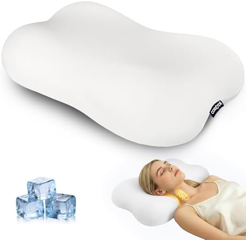 Cervical Neck Pillow for Sleeping, Memory Foam Pillows, Pure White by COMFYPIL