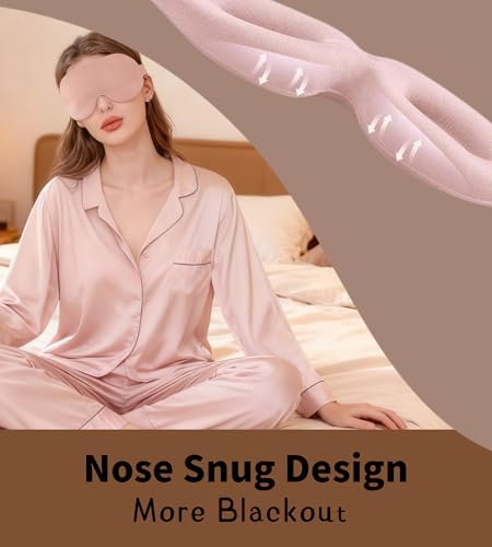 Sleep Mask for Women Men Comfortable Blockout Soft 3D Padded Eye Mask for Sleeping Side Sleeper Friendly Pink - Image 4