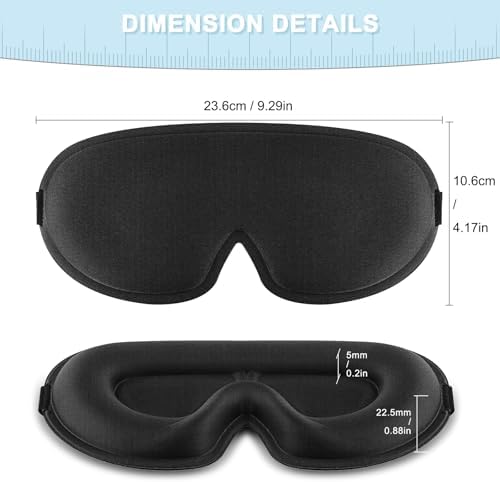 Sleep Eye Mask for Side Sleeper Women Men, 3D Sleeping Mask No Eye Pressure 100% Blackout Night Blindfold Soft Eye Shade Cover for Travel, Nap (Black) - Image 4
