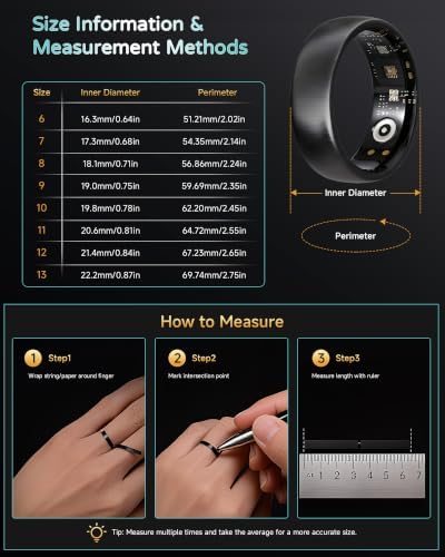 Smart Ring for Women Men, Health & Fitness Tracker Ring, Brushed Gold,#12 - Image 2