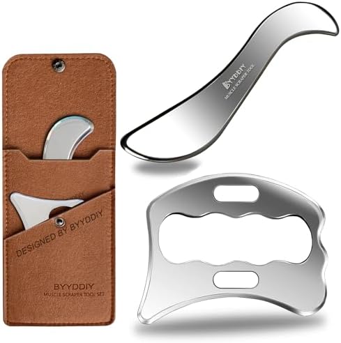 BYYDDIY SD 2 in 1 304Stainless Steel GuaSha Muscle Scraper Tools Set,Scar Tissue Tool,Physical Therapy Tools,Muscle Scraping Tool,Massage Scraper,IASTM Tools,Soft Tissue Massage Tool (SD2) by BYYDDIYMuscleScraperTools