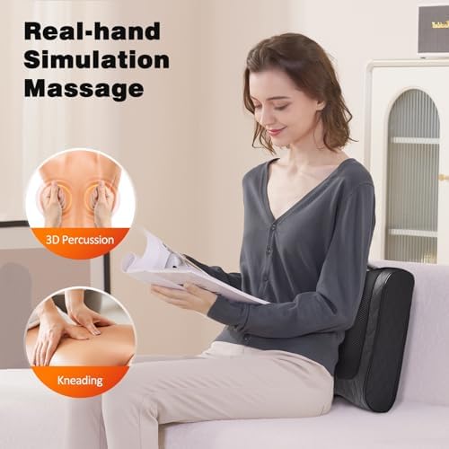 Boriwat Back Massager with Heat, Percussion & Shiatsu 2-in-1 Massager for Lower Back Pain Relief, 3D Deep Tissue Kneading Massage Pillow for Back, Waist, Leg, Foot Relax, Gifts for Women Men - Image 2