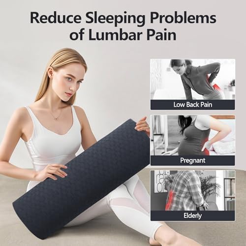 Cozyhealth - 2.95" H*18.7" L - Soft Small Lumbar Pillow for Sleeping, Memory Foam Back Lumbar Support Cushion for Lower Back Pain Relief Bed Waist Sleep Support Pillow for Side, Back(Dark Grey, Small) - Image 7