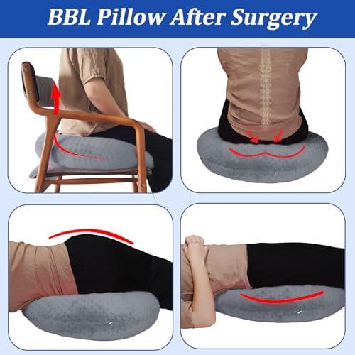 BBL Pillow After Surgery for Butt Sleeping, Brazilian Butt Lift Pillow Post Surgery Recovery for Sitting Sleeping Driving Donut Pillow for Woman Lumbar Back Cushion Seat Foam (Grey) - Image 5