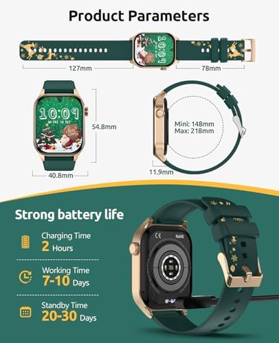 Smart Watches Christmas for Women 2.04"HD Screen Fitness Tracker Watches, Heart Rate Sleep Blood Oxygen Monitor, IP68 Waterproof, 136+ Sports, Answer/Make Call Smartwatch for Android IOS, Gold - Image 3