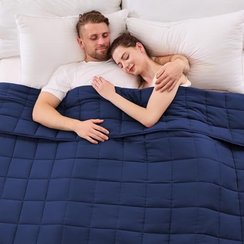 yescool Weighted Blanket for Adults (25 lbs, 88” x 104”, Blue) Cooling Heavy Blanket for Sleeping Perfect for 240-260 lbs, King Size Breathable Blanket with Premium Glass Bead by yescool