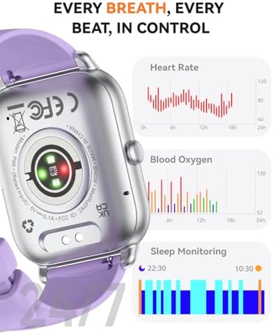 Smart Watches for Men Women, Fitness Tracker with Activity Counter/Sleep Monitor, IP68 Waterproof Smart Watch for Android iPhone iOS Compatible (Lavender, 1.83) - Image 4