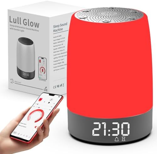 Red Light Therapy Lamp for Sleep, Bestkid 5-Level Night Light Red for Adult Kids, White Noise Sound Machine with APP Control Alarm Clock Timer for Bedroom, Stress Relief, Relaxation, 620-690nm by Bestkid