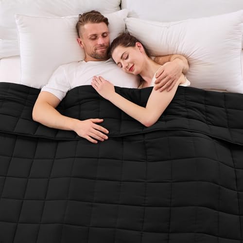 yescool Weighted Blanket for Adults (20 lbs, 88” x 104”, Black) Cooling Heavy Blanket for Sleeping Perfect for 190-210 lbs, Queen Size Breathable Blanket with Premium Glass Bead, Machine Washable by yescool
