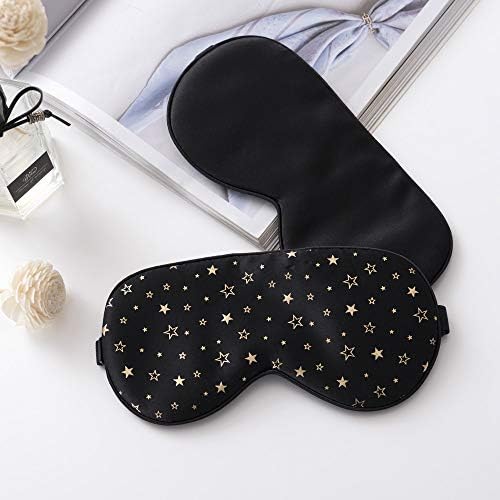 100% Silk Sleep Eye Mask Comfortable Blindfold Super Soft Eye mask for Women Men Block Light Travel Nap with Adjustable Strap Tim & Tina (Golden Stars) - Image 5