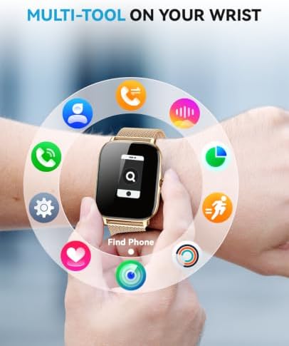 Smart Watch for Women Men- Answer/Make Call, IP68 Waterproof Fitness Tracker with Sleep Monitor,Smartwatch for Andriod iPhone Compatible (Warm Gold Case w/Champagne & Vintage Gold Band, 1.91) - Image 7