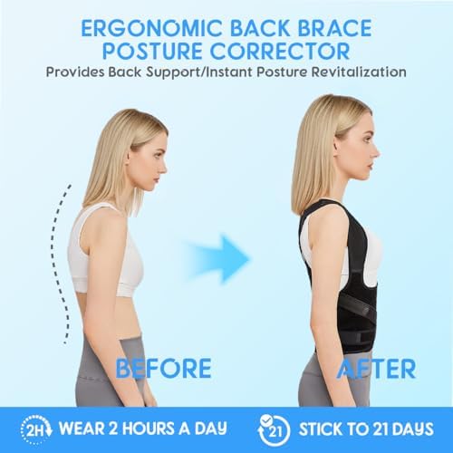 Posture Corrector for Women and Men, Adjustable Full Back Brace - Image 2