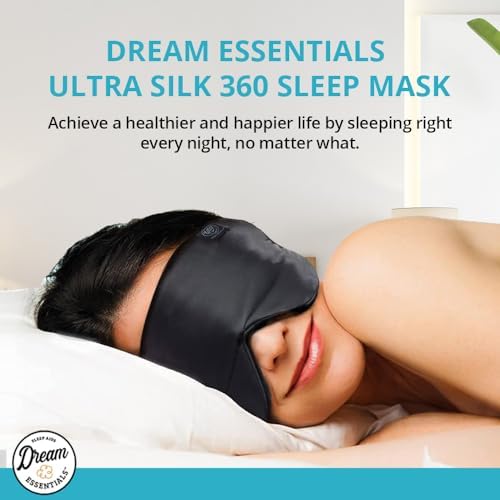 Dream Essentials Ultra Silk 360 Sleep Mask, Red Jacquard, All Natural Hypoallergenic Mulberry Silk, 2 Fully Adjustable Straps, Thin Profile mask Great for Side, Stomach or Back Sleepers - Image 2