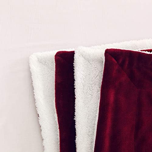 Elegant Comfort Luxury Ultra-Plush Velvet Touch Fleece Throw Soft, Warm, Cozy| Micromink Sherpa-Backing Reversible Blanket for Bed, Sofa and Couch, Solid Burgundy - Image 2