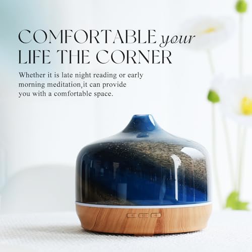 Porseme 500ml Glass Essential Oil Diffuser Aromatherapy Ultrasonic Cool Mist Humidifier 15-21 Running Hours Waterless Auto-Off Air Diffusers for Sleeping Yoga Working Spa(Galaxy) - Image 4