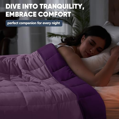 yescool Weighted Blanket for Adults (20 lbs, 48" x 72", Purple) Cooling Heavy Blanket for Sleeping Perfect for 110-130 lbs, Twin Size Breathable Blanket with Premium Glass Bead, Machine Washable - Image 7