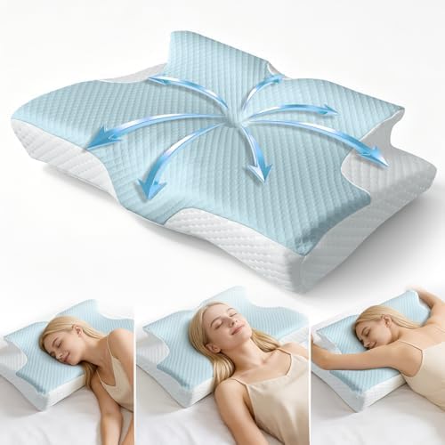 Pain Relief Cervical Pillow for Neck Support, Adjustable Ergonomic Pillow by Rinkai-S