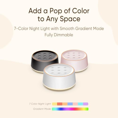 Noise Machine, White Noise Sound Machine for Baby & Adults, 26 Soothing Sounds, 8 Night Light Colors, Tap Control, 6 Timer Settings, Auto-Off & Memory, 4-7-8 Breathing, Sleep Soother for Home - Image 4