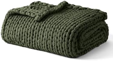 YnM Cooling Weighted Blanket, 100% Cotton Handmade Chunky Knitted Blanket, Weighted Lap, Breathable Heavy Blankets, Machine Washable Throw for Sleep or Home Decor (Pine Green, 35x40 Inch, 5lbs) by YNM
