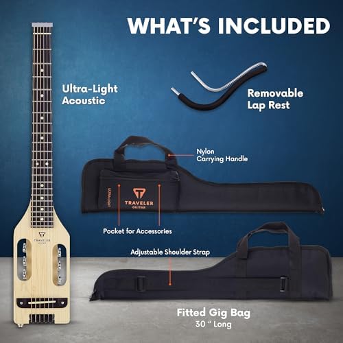 Traveler Guitar Ultra-Light Acoustic Guitar Maple | Portable Acoustic with Removable Lap Rest | Full 24 3/4" Scale Headless Guitar | Custom Gig Bag Included - Image 5